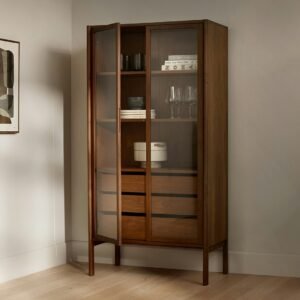 Mysen 35.5" Glass Cabinet - Walnut