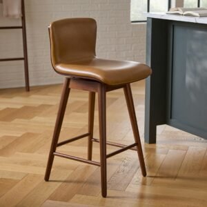 Sede Leather Swivel Counter Stool - Walnut and Toscana Tan