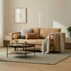 Sven 72" Tufted Leather Loveseat - Charme Tan