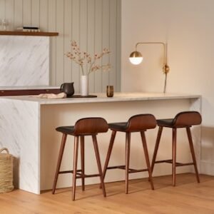 Alternative view of Sede Leather Counter Stool - Walnut and Black