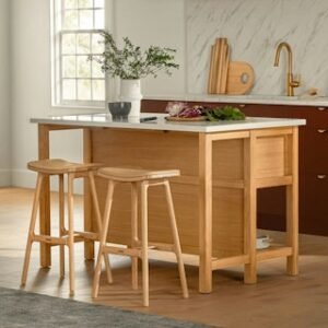 Alternative view of Esse Leather Counter Stool - Light Oak and Roam Tan